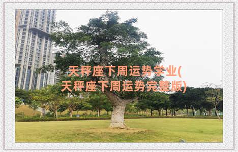 天秤座下周运势学业(天秤座下周运势完整版)