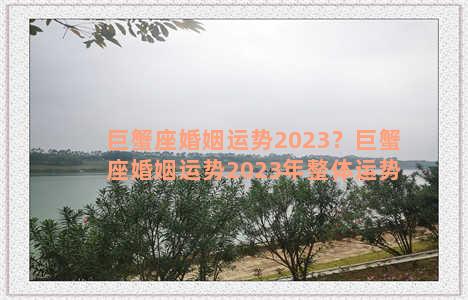 巨蟹座婚姻运势2023？巨蟹座婚姻运势2023年整体运势