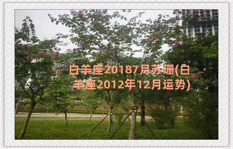 白羊座20187月苏珊(白羊座2012年12月运势)